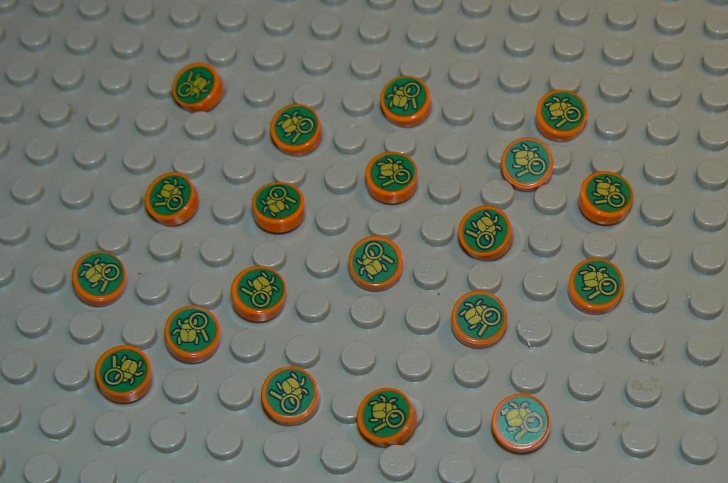 L1002 Tegels 1x1 rond oranje met opdruk kever 20 st., Ophalen of Verzenden, Nieuw, Losse stenen, Lego