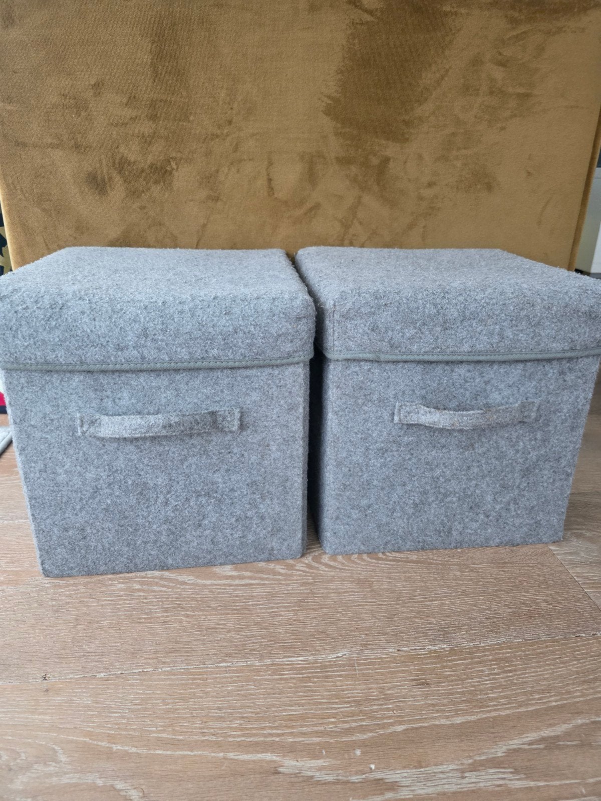 2x Grijze hema Opbergdozen met Deksel, Ophalen, Minder dan 50 cm