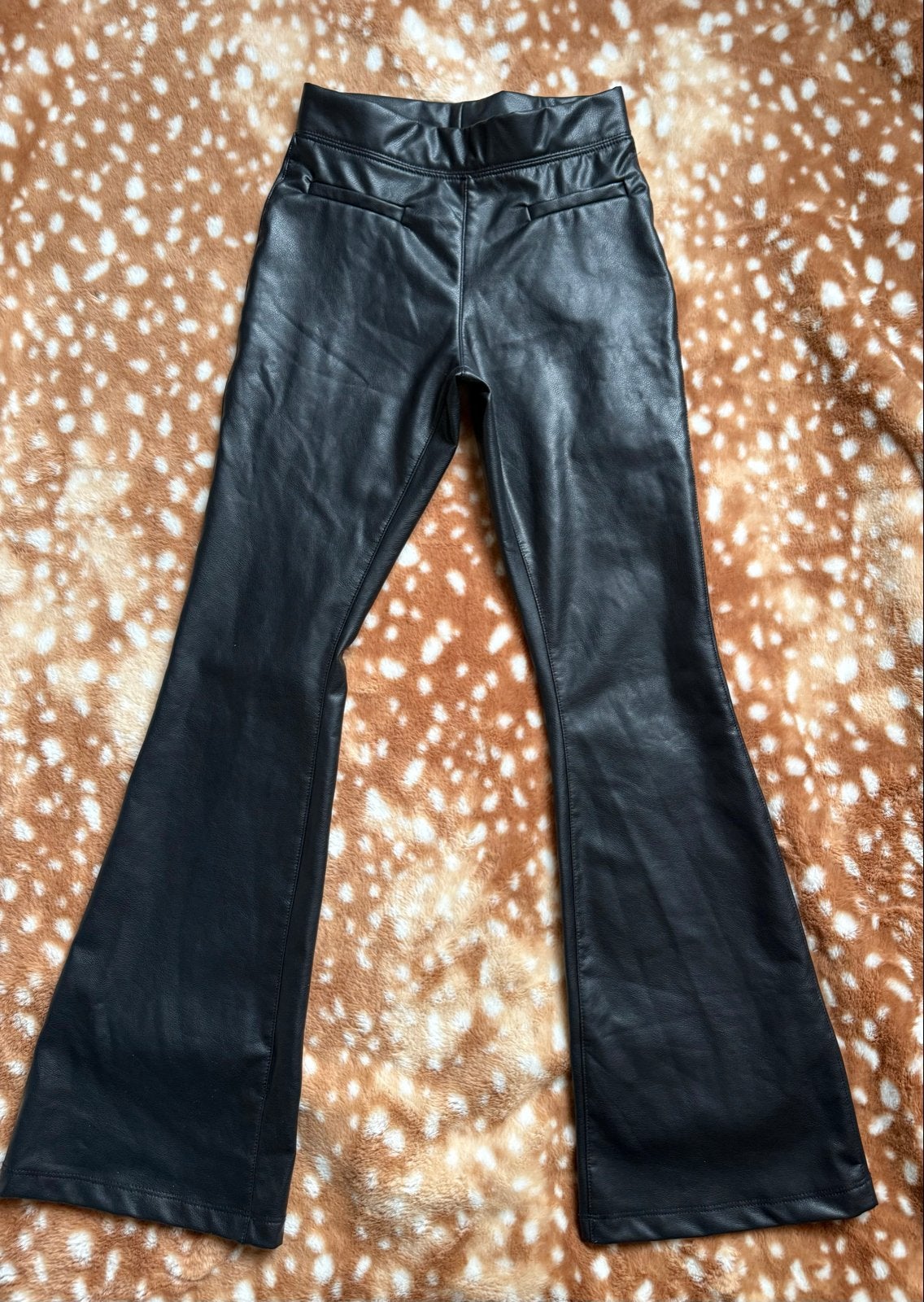 Zwarte flared broek van imitatieleer ZARA, Verzenden, Zo goed als nieuw, Meisje, Broek