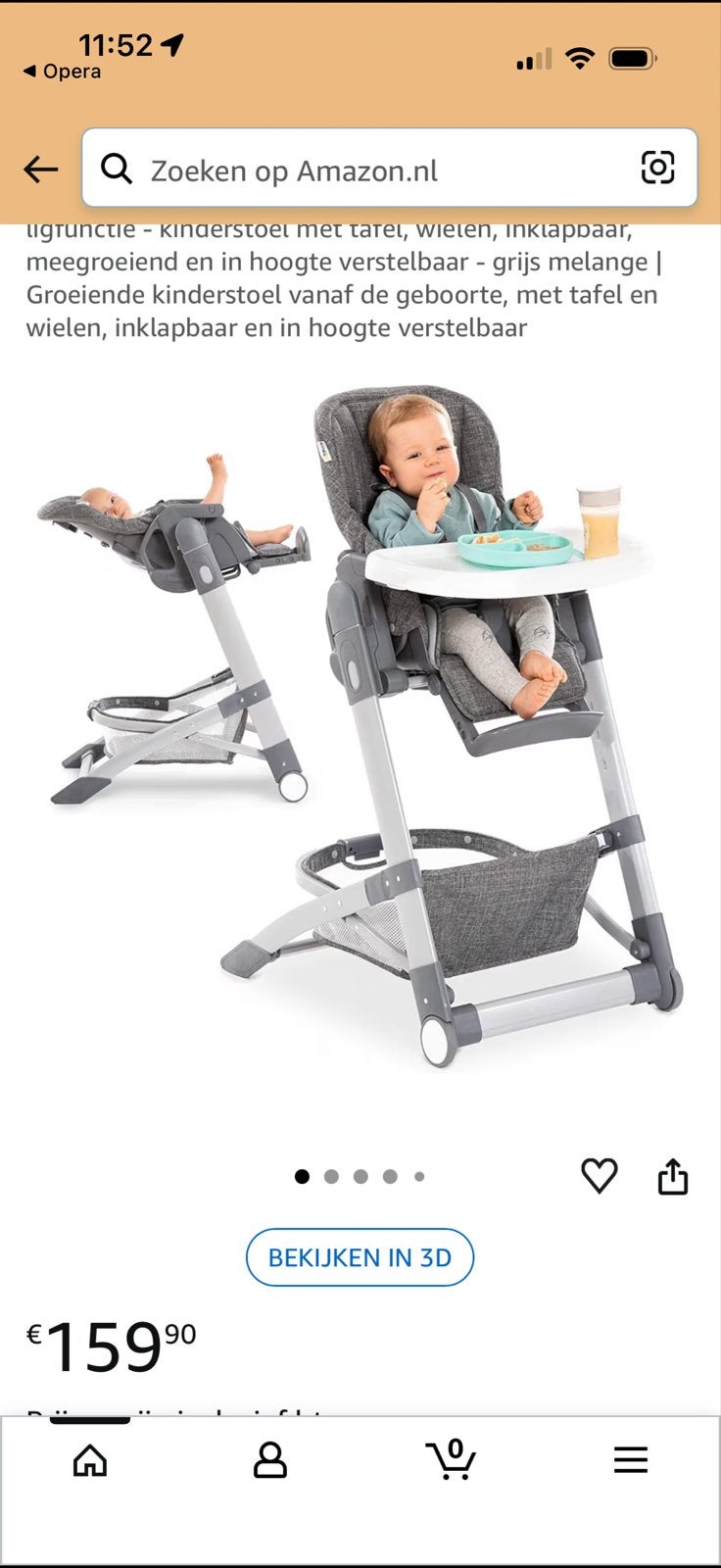 Hauck sit n relax kinderstoel, Kinderen en Baby's, Kinderstoelen, Ophalen, Gebruikt, Meegroeistoel, Afneembaar eetblad