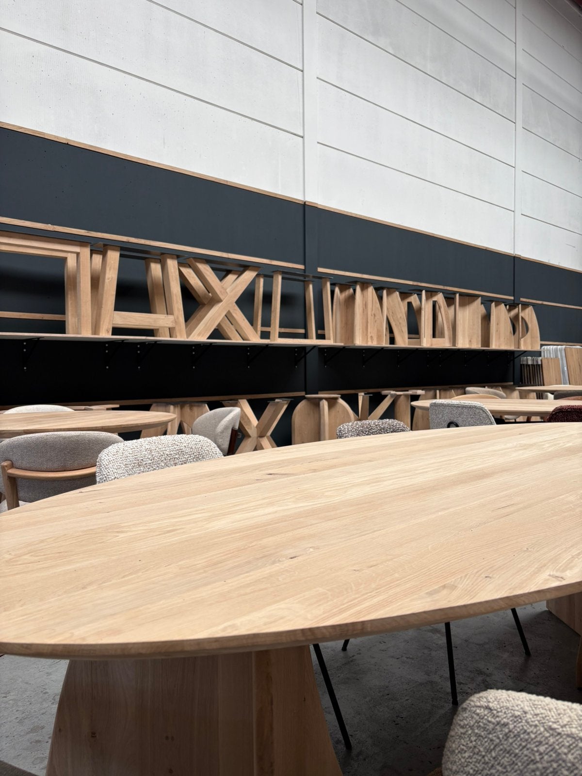 Deens ovaal eiken eettafel 200 t/m 300 cm, Japandi, 100 tot 150 cm, Verzenden, Ovaal
