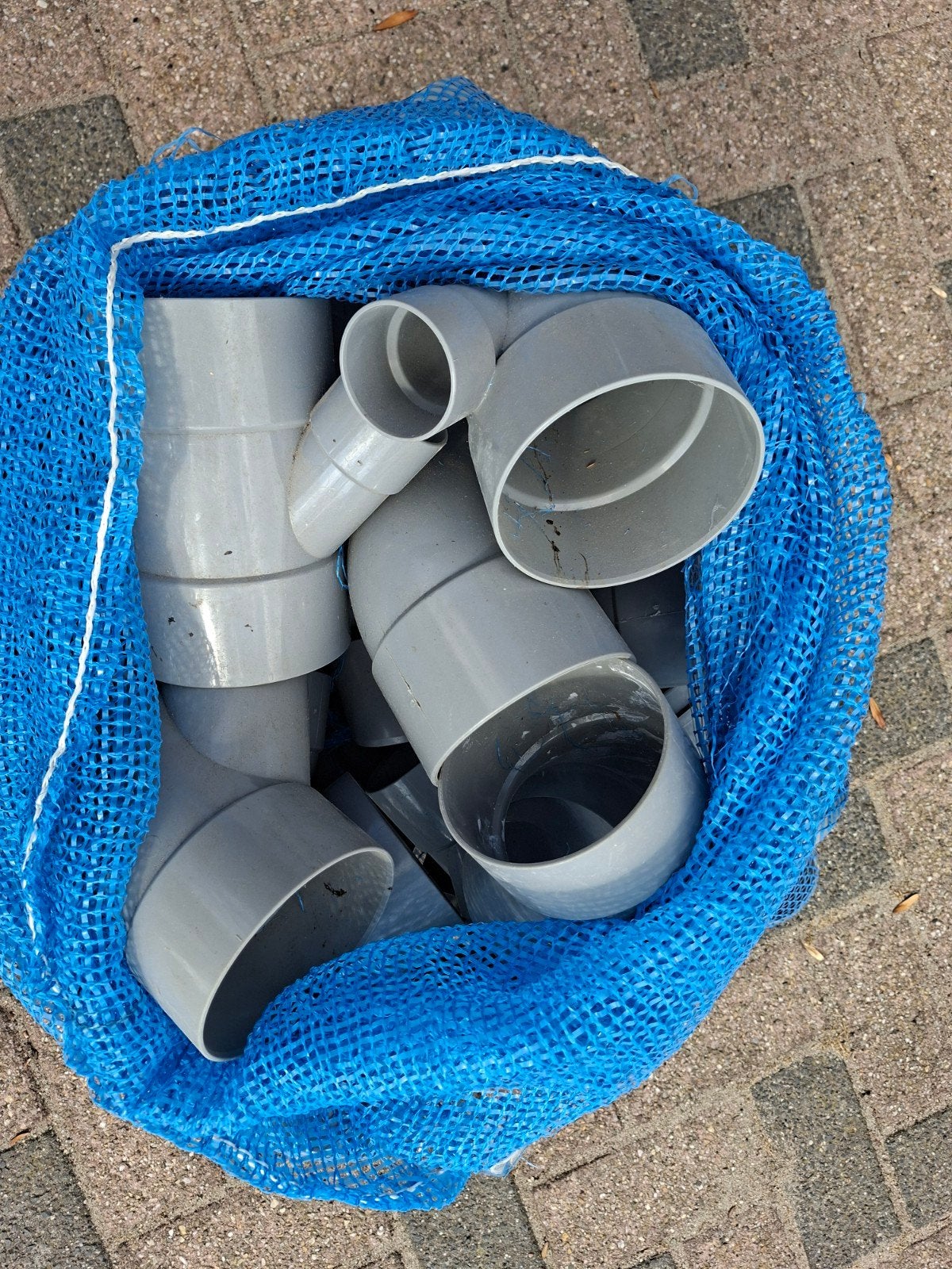 PVC bochten en afvoerbuizen in net, Ophalen, Afvoer, Gebruikt, Pvc