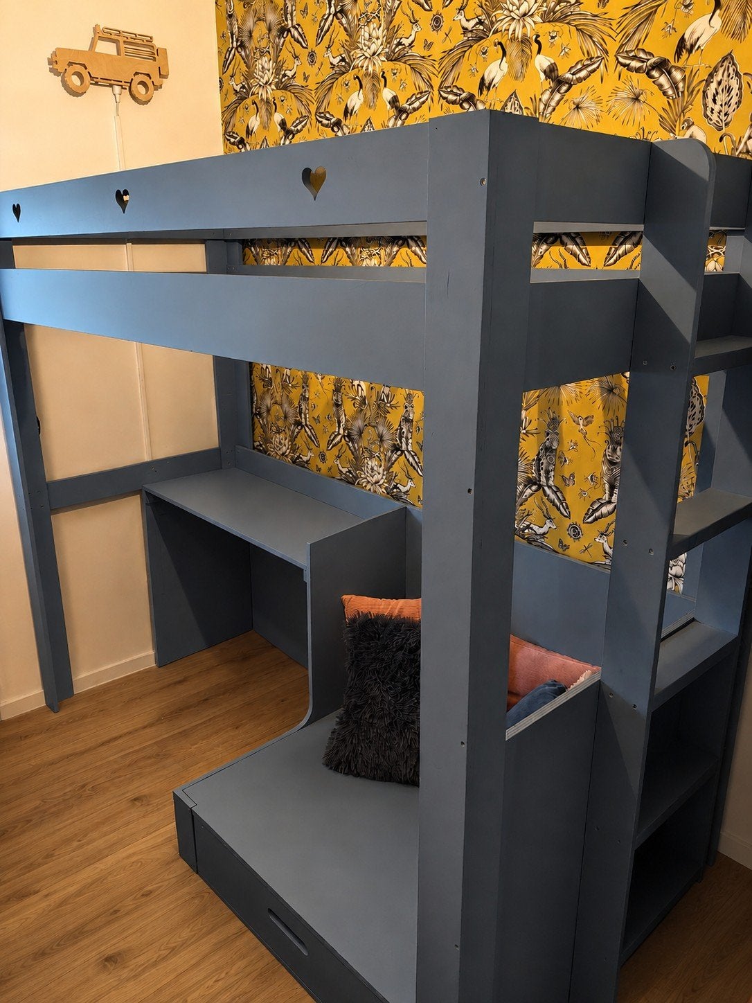 Zelfgebouwde hoogslaper 200x90 (incl. matras), Huis en Inrichting, Slaapkamer | Stapelbedden en Hoogslapers, Ophalen, Gebruikt