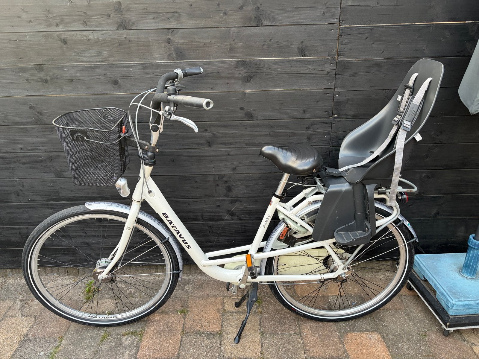 Batavus Mambo Moederfiets - Wit, met stuurslot en dubbele st, Ophalen, Gebruikt, 50 tot 53 cm, Batavus