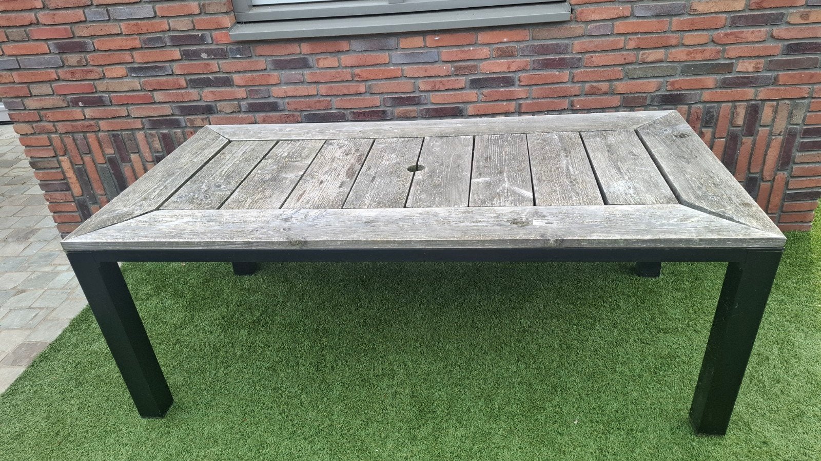Houten tuintafel 2 mtr bij 1 mtr., Ophalen of Verzenden, Gebruikt, Rechthoekig, Aluminium