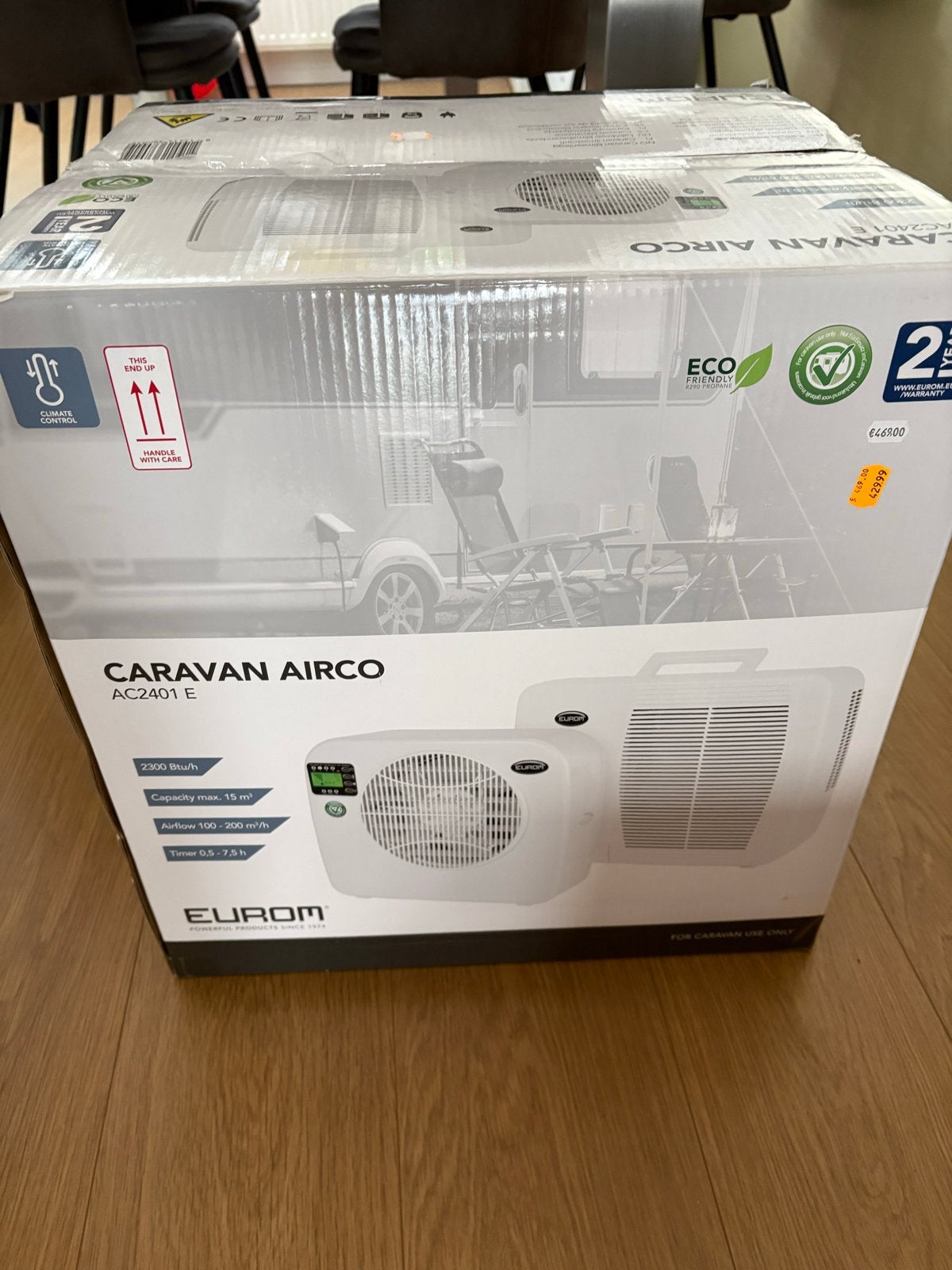 Eurom AC2401 E caravan airco - Compact en efficiënt, Ophalen, Minder dan 60 m³, 2 snelheden, Timer