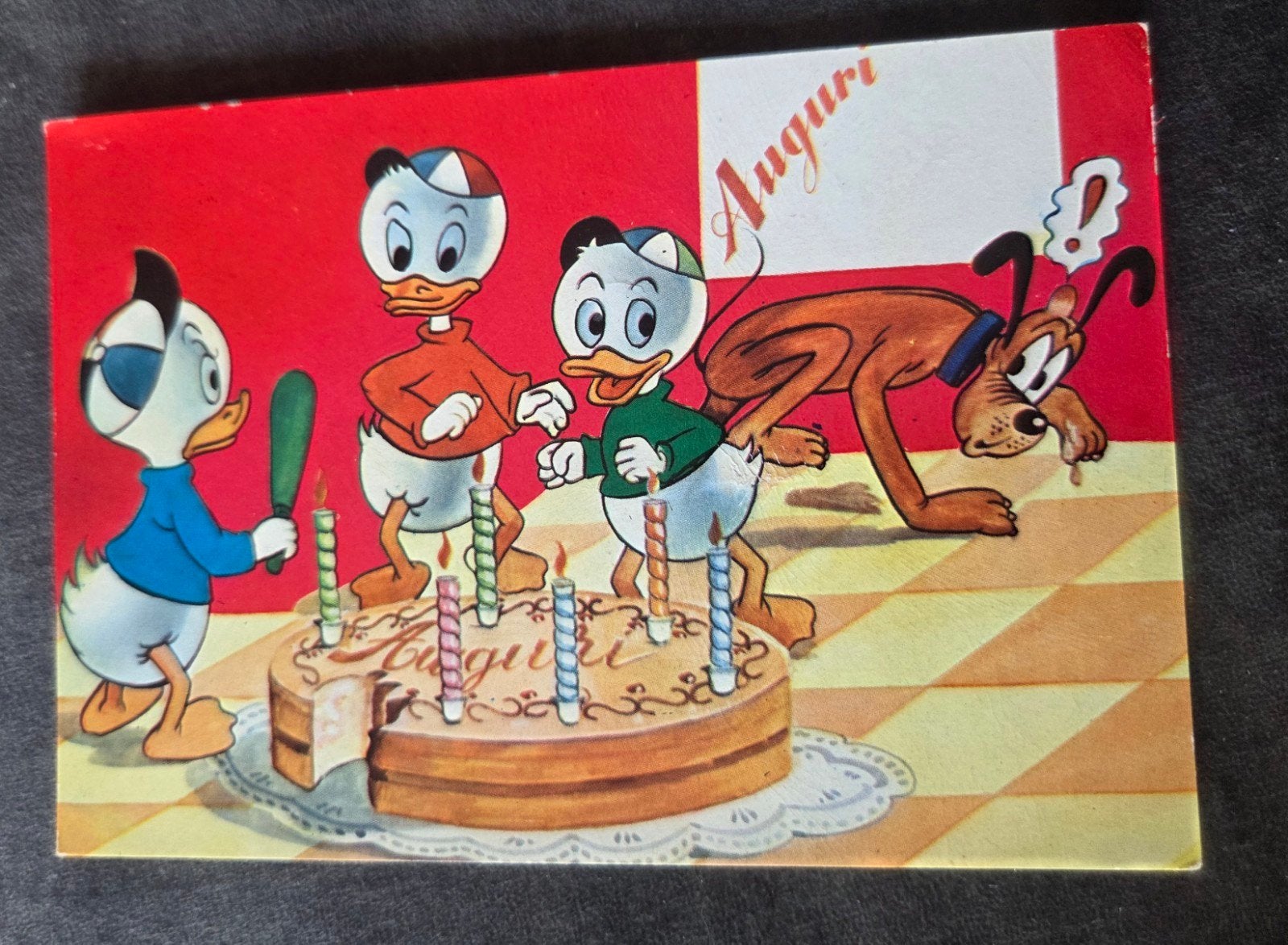 Kwik, Kwek en Kwak & Pluto Verjaardag - Walt Disney, Verzamelen, Ansichtkaarten | Themakaarten, Verzenden, 1960 tot 1980, Gelopen