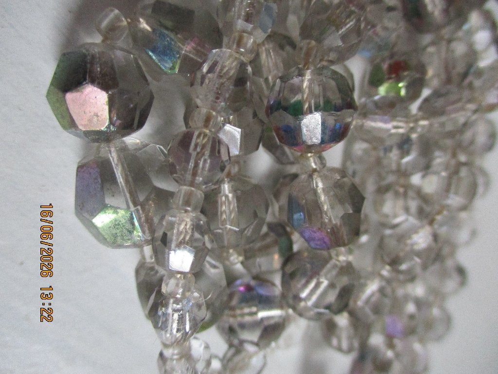 ketting geslepen glas 84 cm lang, Ophalen of Verzenden, Gebruikt, Overige kleuren, Overige materialen
