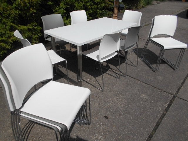 7 sting stapelstoelen, Ophalen, Kunststof, Wit, Zo goed als nieuw