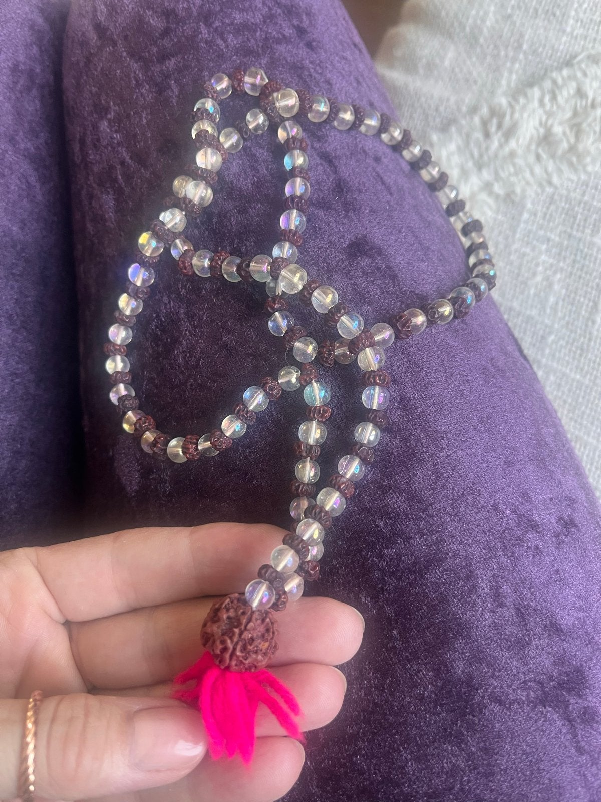 Mala uit India - Handgemaakte Gebedsketting, Ophalen of Verzenden, Zo goed als nieuw, Bruin, Overige materialen