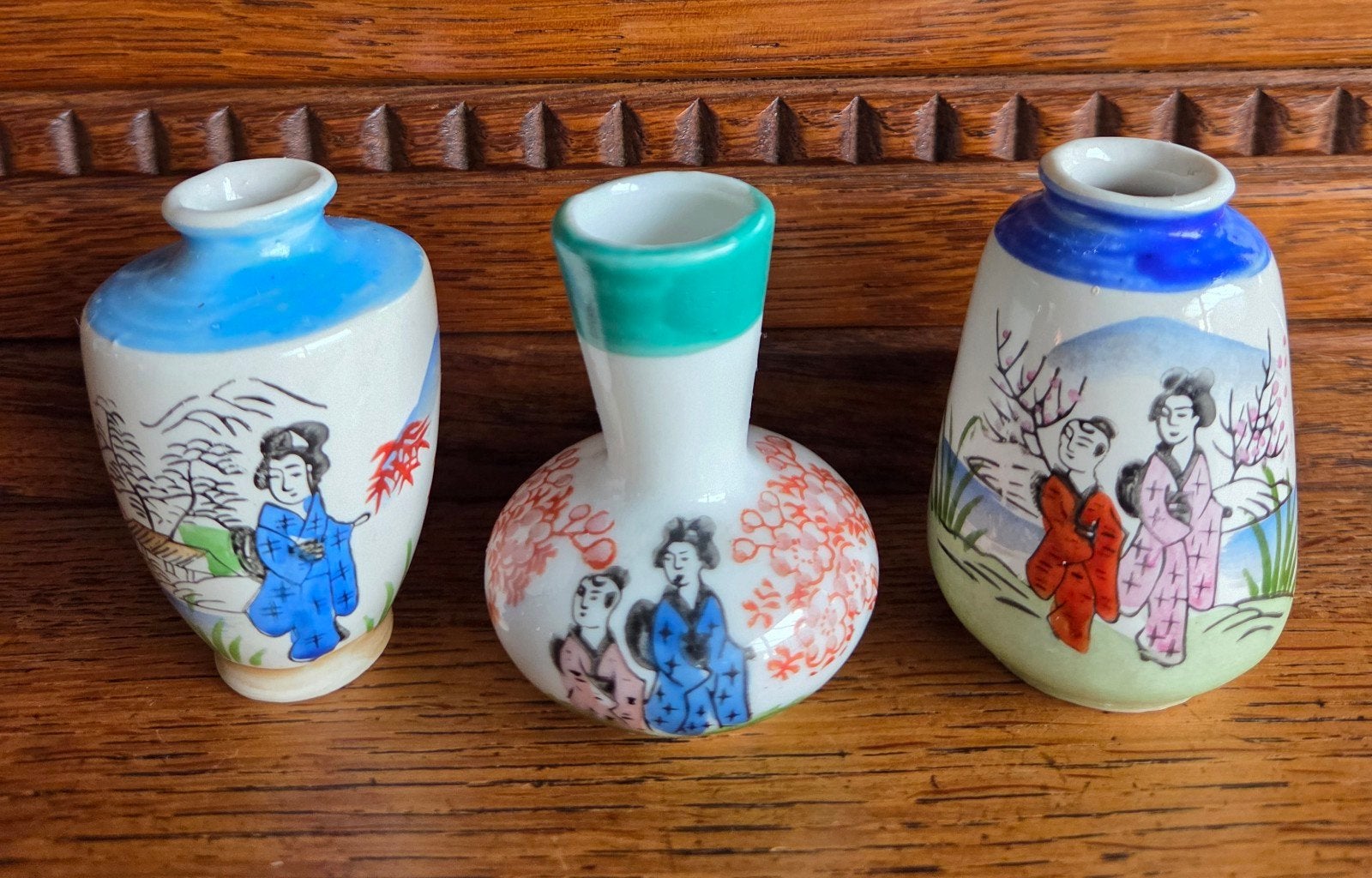3 Vintage japanse miniatuur vaasjes, Ophalen of Verzenden