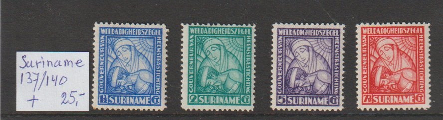 Suriname 137-140 ongestempeld, Ophalen of Verzenden, Postfris