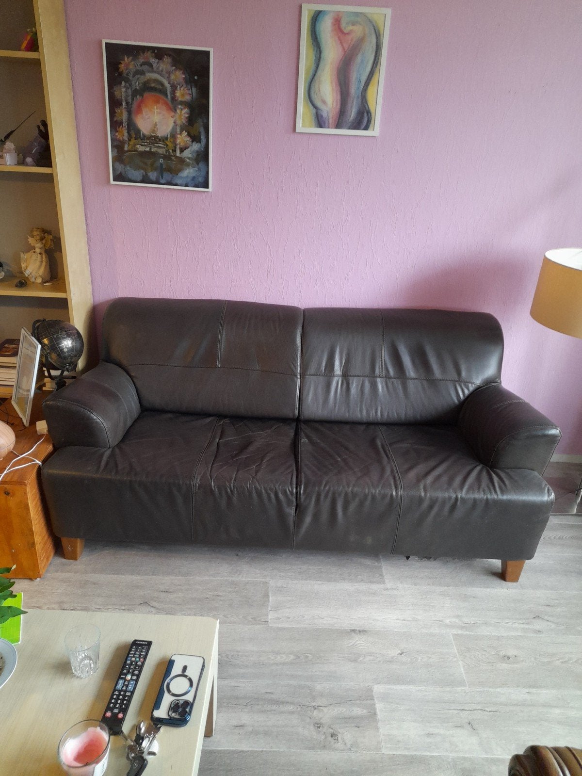 Leren bankstel gratis afhalen, Ophalen, Gebruikt, 150 cm of meer