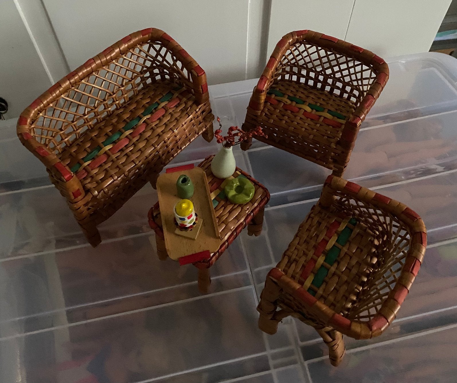 Rieten Tuinset voor oa Barbie, Ophalen, Gebruikt, Poppenhuis