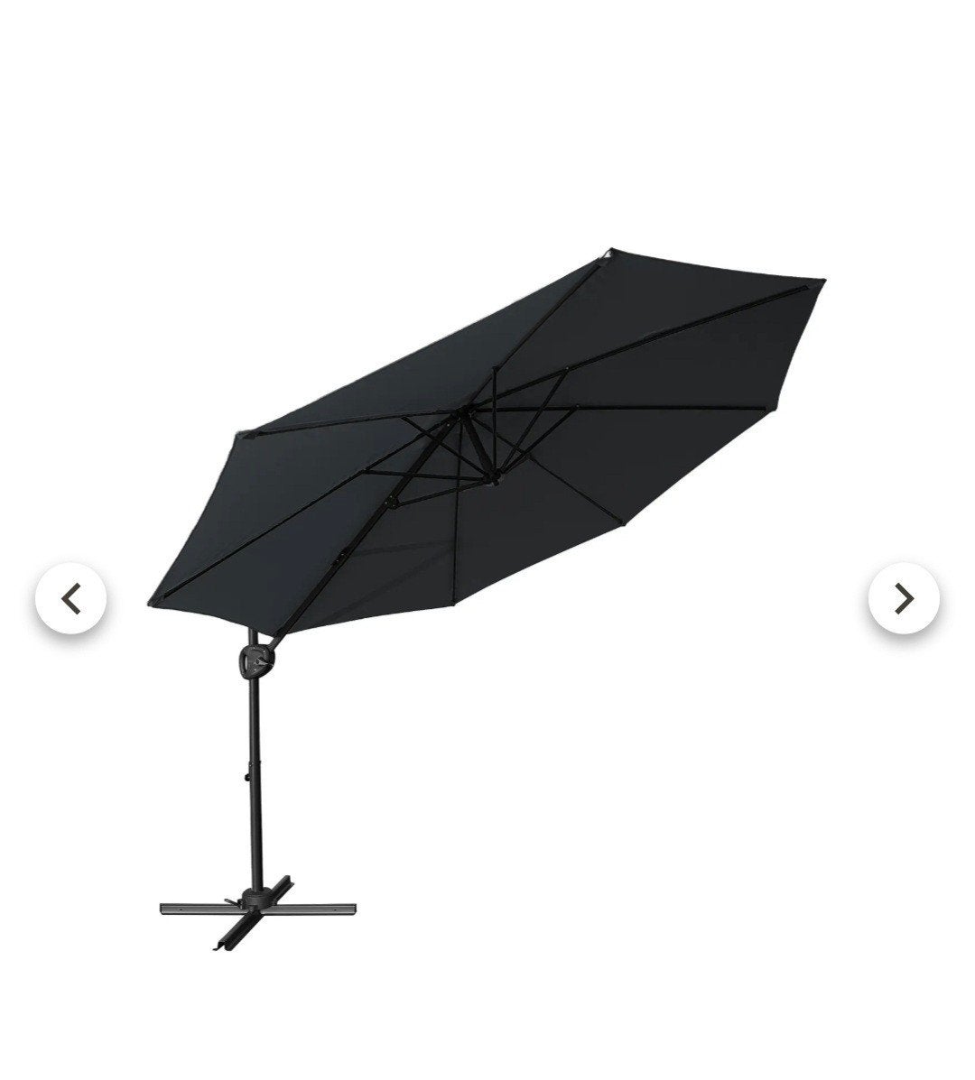 Gratis!! Kantelbare zweefparasol 300 cm grijs met voet en, Tuin en Terras, Ophalen, Gebruikt, Zweefparasol, Kantelbaar