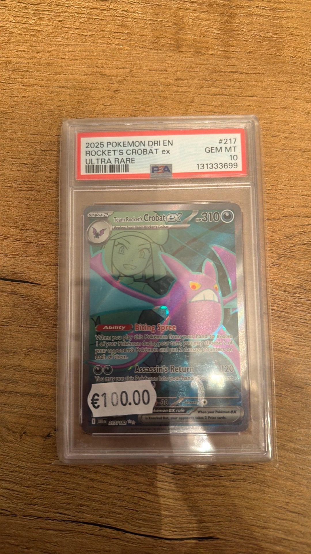 Team Rocket's Crobat ex 217/182 Sv10: Destined Rivals PSA 10, Ophalen of Verzenden, Zo goed als nieuw