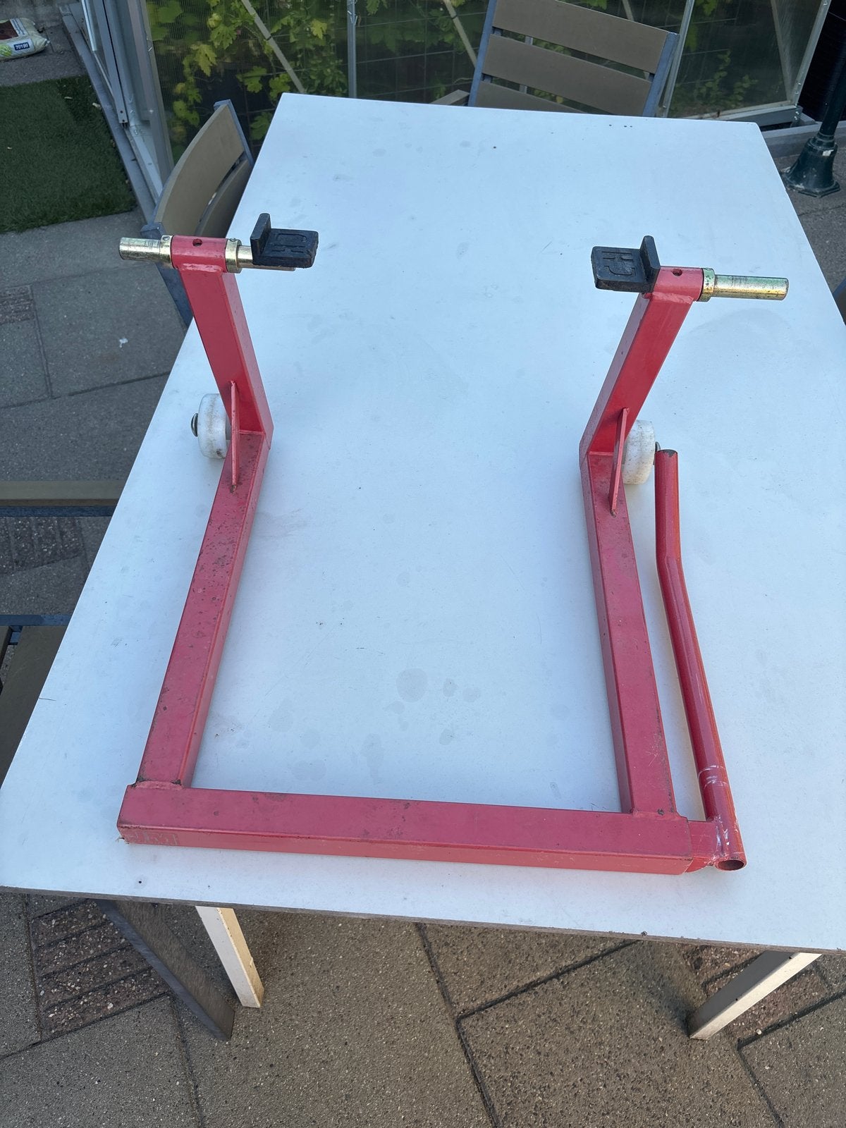 Rode motorfiets paddockstand, Motoren, Ophalen, Gebruikt