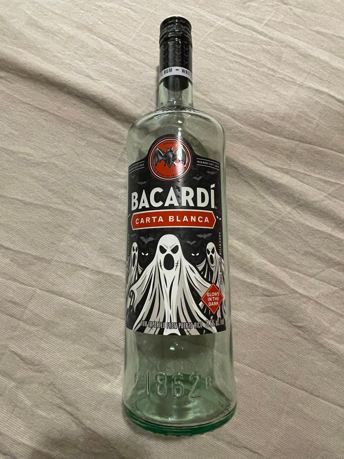Lege fles Bacardí Halloween editie - Glows in the Dark, Ophalen of Verzenden, Zo goed als nieuw