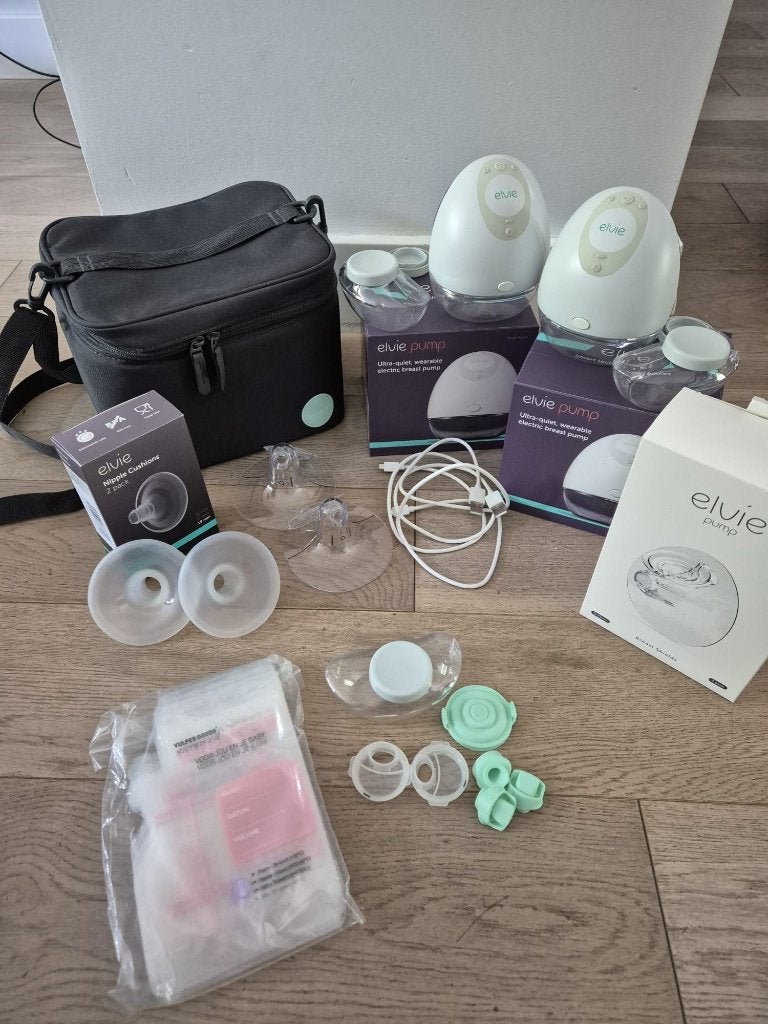 Elvie dubbele kolf - Zeer mooie en complete set, Ophalen of Verzenden, Zo goed als nieuw, Borstkolf