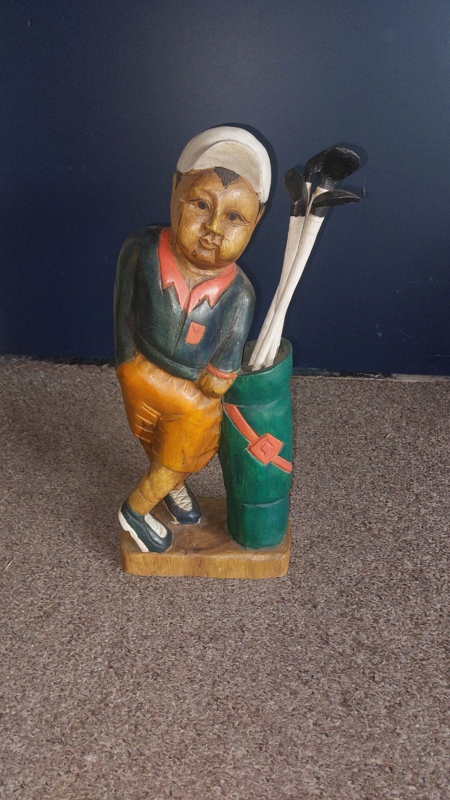 Vintage Houten Golfspeler Beeld - Decoratief & Uniek, Ophalen of Verzenden