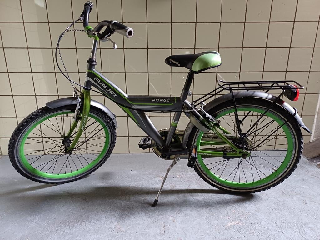Popal Funjet kinderfiets 22 inch - Groen/Grijs, 20 inch of meer, Gebruikt, Velgrem, Ophalen of Verzenden