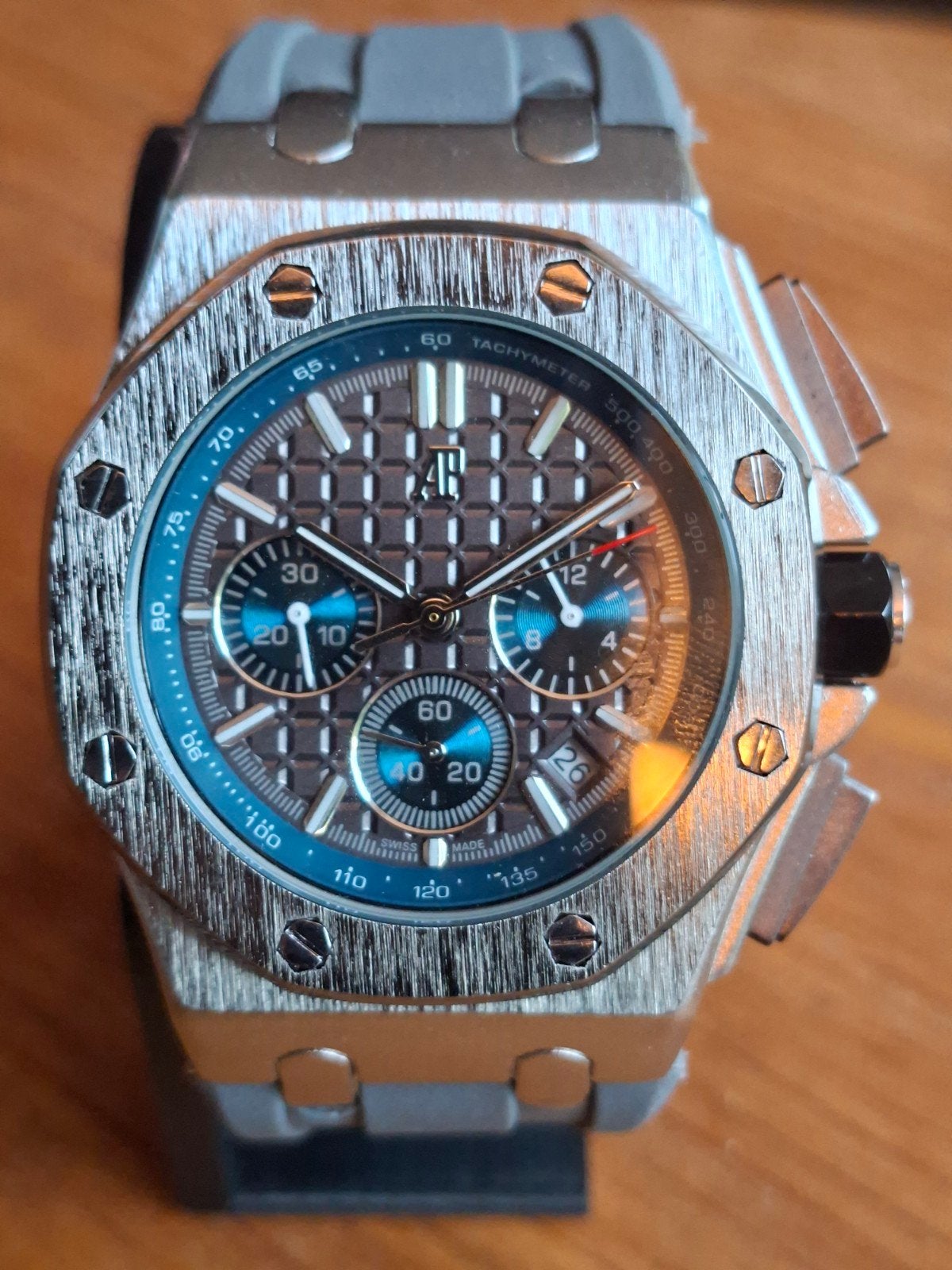 Audemars Piguet Royal Oak OffShore grijs/blauw, Verzenden, Nieuw, Blauw, Android