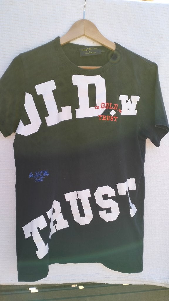 Stoere GOLD WE TRUSTshirt, Ophalen of Verzenden, Zo goed als nieuw, Maat 48/50 (M), Zwart