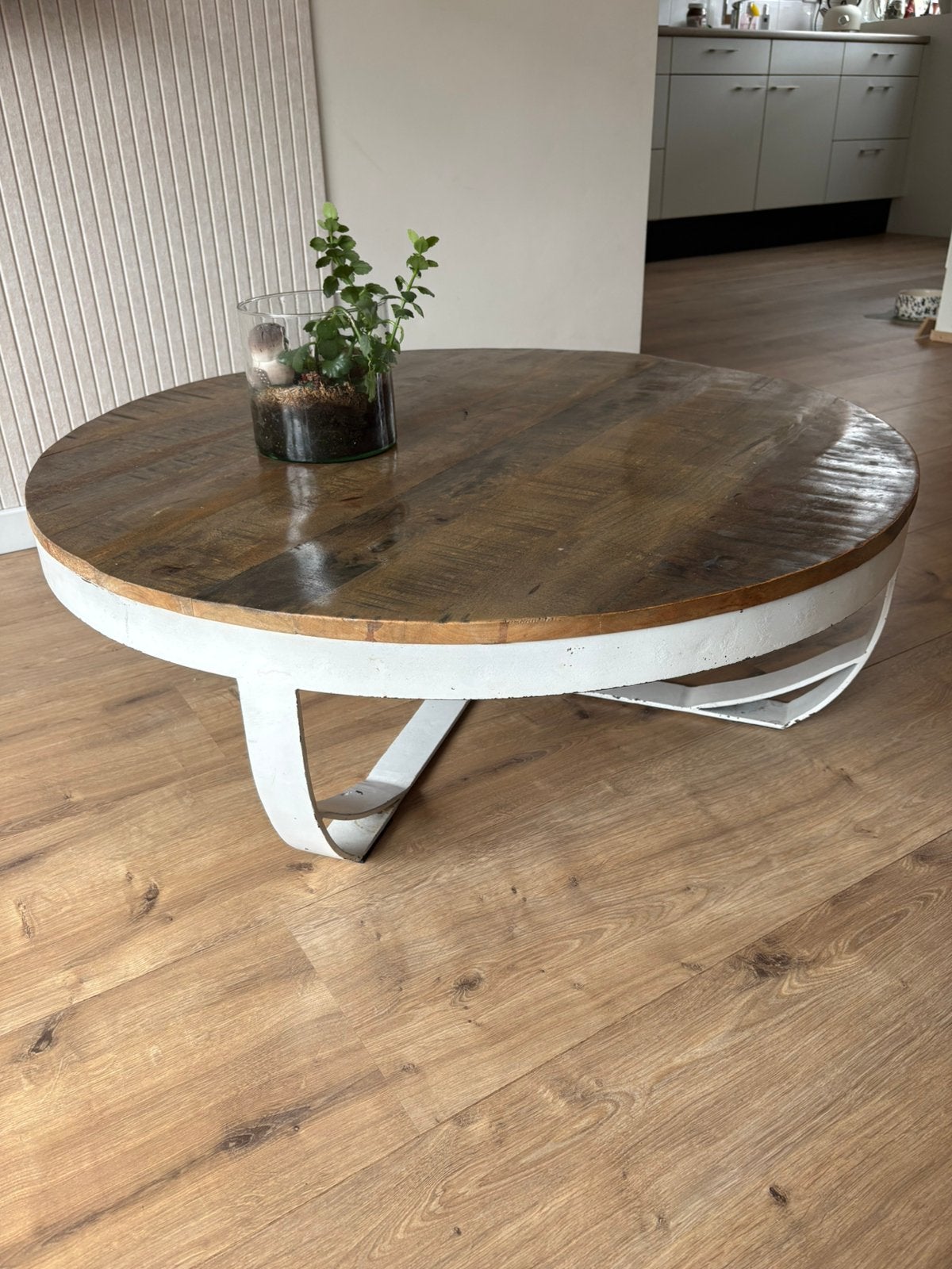 Mooie salontafel rond 90 cm ( profijt meubel), Ophalen, Gebruikt, 50 tot 100 cm, Rond