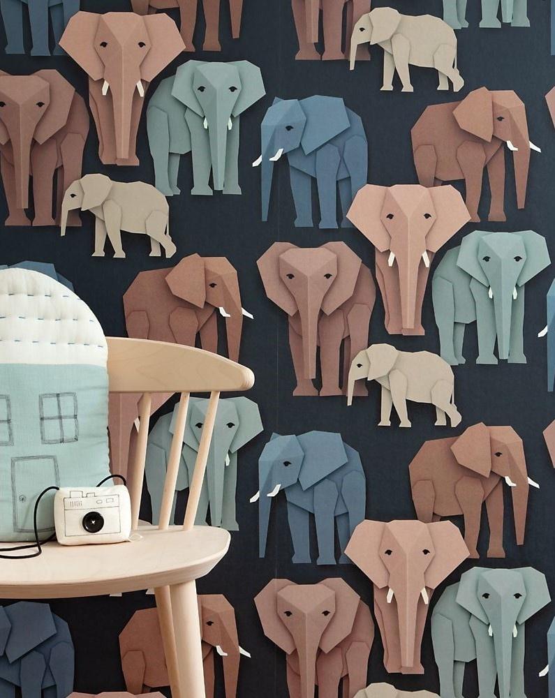 Kinderbehang Vliesbehang Behang Olifanten Studio Ditte, Ophalen of Verzenden, Studio Ditte, Mail@studioditte.nl, Baronielaan 252, 4837 BH Breda
