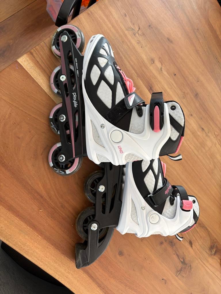 Playlife UNO inline skates - Maat 40 - Zwart/Wit/Roze, Verstelbaar, Zo goed als nieuw, Inline skates 4 wielen, Dames
