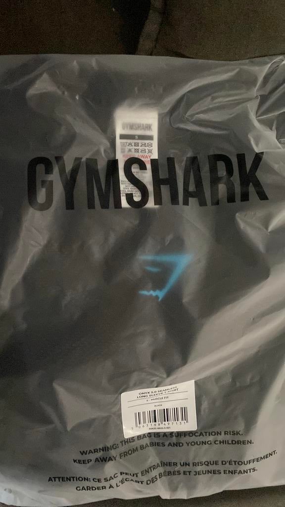 Gymshark Onyx 5.0 Longsleeve size S blue logo 🟦, Fitness, Zwart, Nieuw, Ophalen of Verzenden