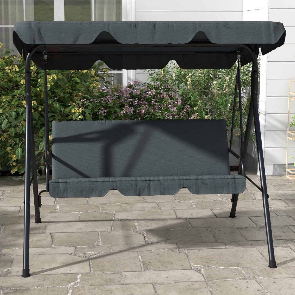 3-zits schommelstoel met luifel - grijs metalen tuinbank, Tuin en Terras, Tuinbanken, Nieuw, Metaal, Schommelbank, Ophalen of Verzenden