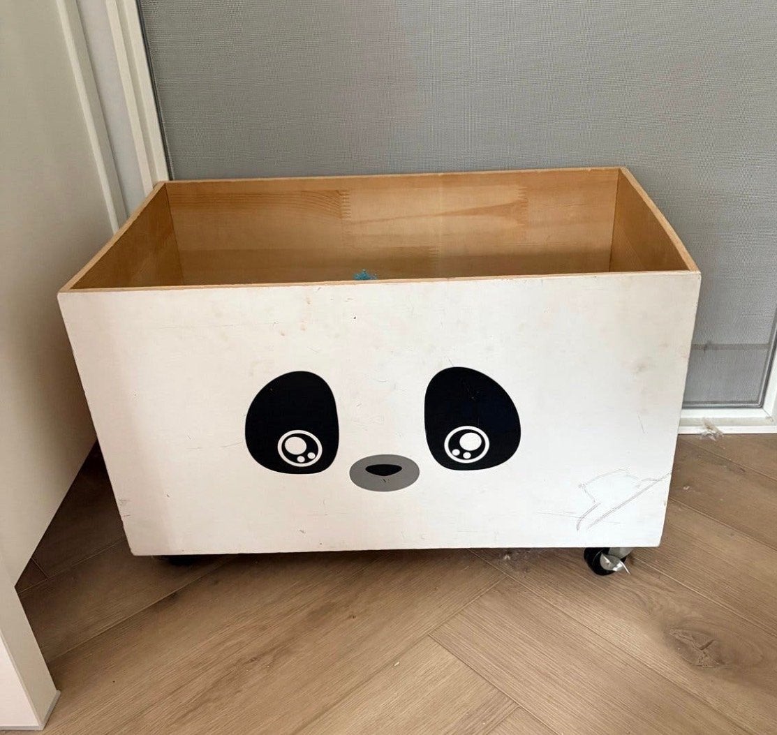 Houten Speelgoedbak op Wielen met Panda Gezicht, Ophalen, Gebruikt, Overige typen
