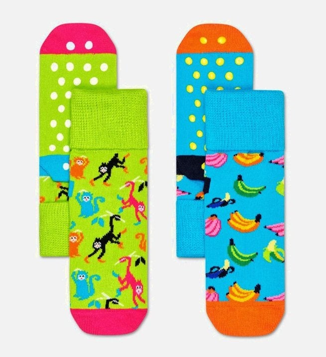 Happy Socks - 2-pack Banana Anti-slip Socks 6-12 maanden, Jongetje of Meisje, Nieuw, Ophalen of Verzenden, Sokjes