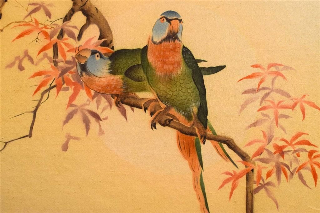 Prent/ schilderij van vogels in de boom 50846, Ophalen of Verzenden, Gebruikt, Schilderij