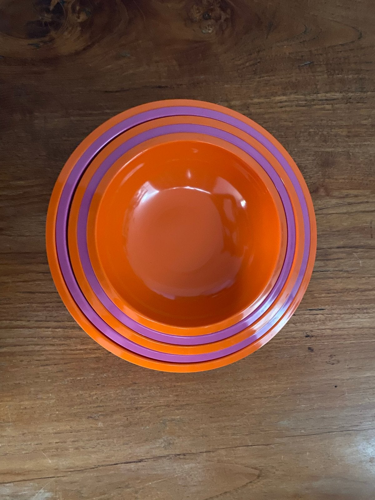 5-delige retro schalenset oranje/lila - Ideaal voor camping, Ophalen, Kunststof, Gebruikt, Vintage