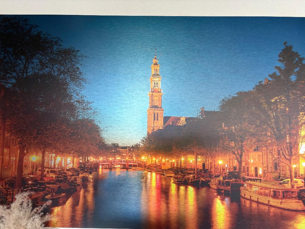Westertoren op aluminium, Huis en Inrichting, Woonaccessoires | Schilderijen, Tekeningen en Foto's, Ophalen, Zo goed als nieuw