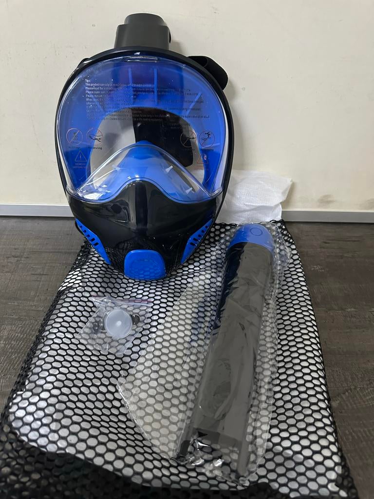 Volgelaats snorkelmasker - Blauw (Maat S/M), Ophalen of Verzenden, Nieuw, Snorkelmasker