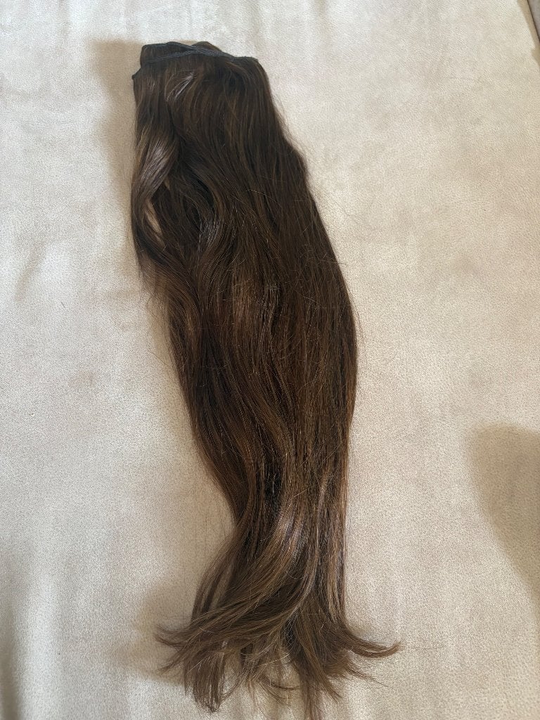 MLY clip in hairextensions human hair, Ophalen, Zo goed als nieuw, Pruik of Haarverlenging