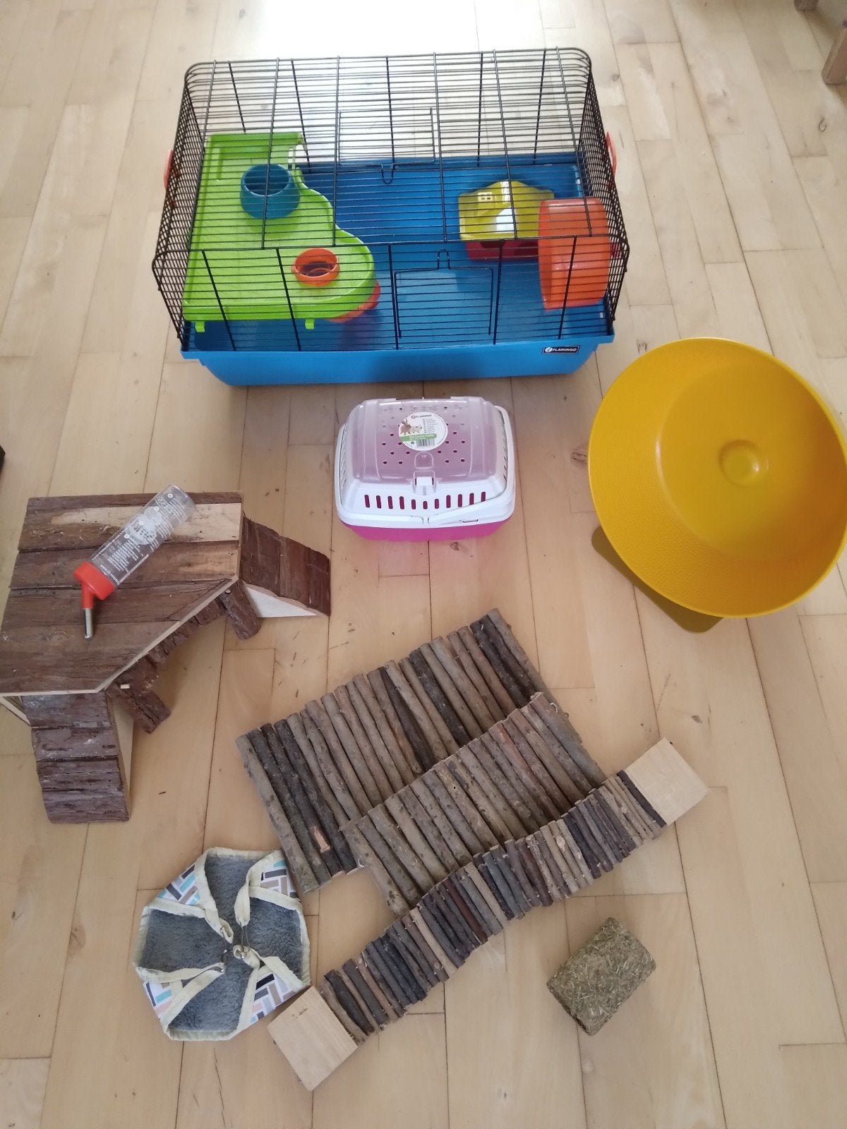 Hamsterkooi, huisje, bruggetjes, hamsterreismandje, looprad, Kooi, Gebruikt, Minder dan 75 cm, Hamster