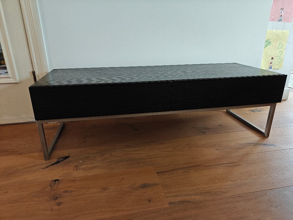 TV meubel zwart met lade en klep, Huis en Inrichting, Kasten | Televisiemeubels, Ophalen, Gebruikt, 100 tot 150 cm, Minder dan 100 cm