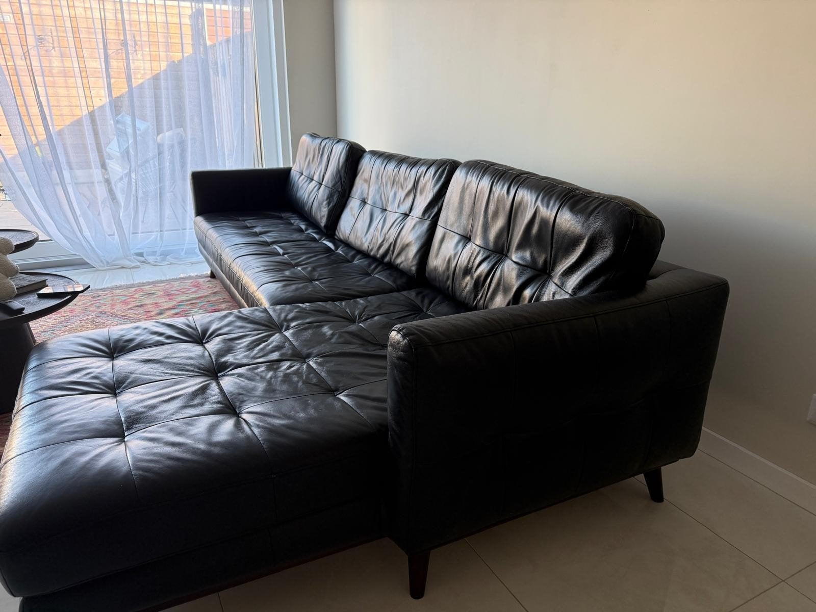 Luxe Hoekbank van Seat & Sofa - Zwart Leer, 250 tot 300 cm, Hoekbank, Leer, Ophalen of Verzenden