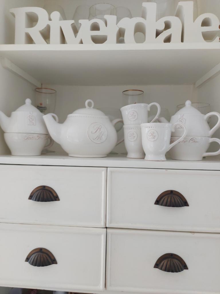 Riviera maison theepot kopjes tea for one, Ophalen of Verzenden, Zo goed als nieuw, Overige stijlen, Kop(pen) en/of Schotel(s)