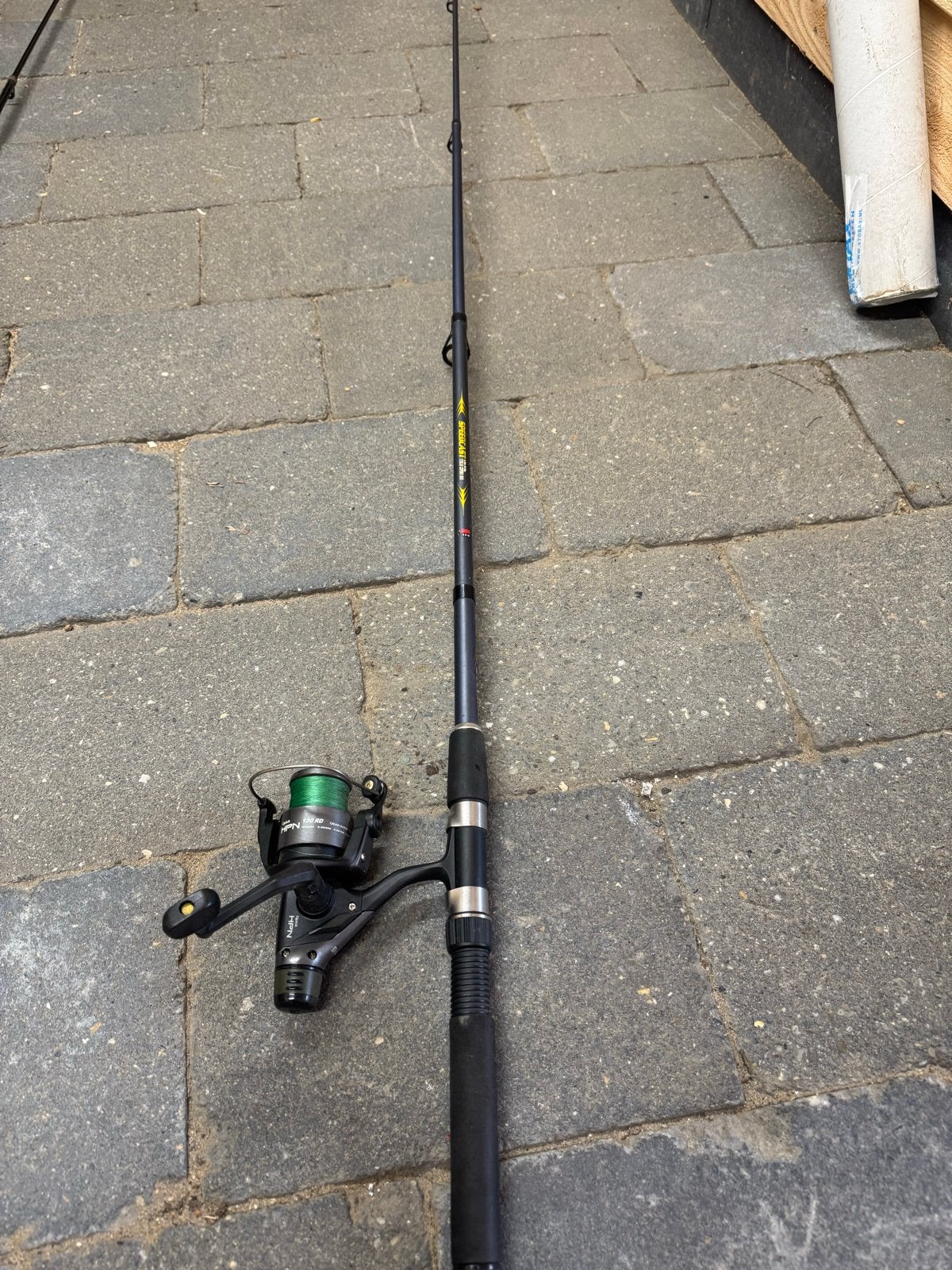 Speedcast Tele Spin 30 Werphengel met Quick HPN 130 RD molen, Watersport en Boten, Ophalen of Verzenden, Gebruikt, Complete hengel