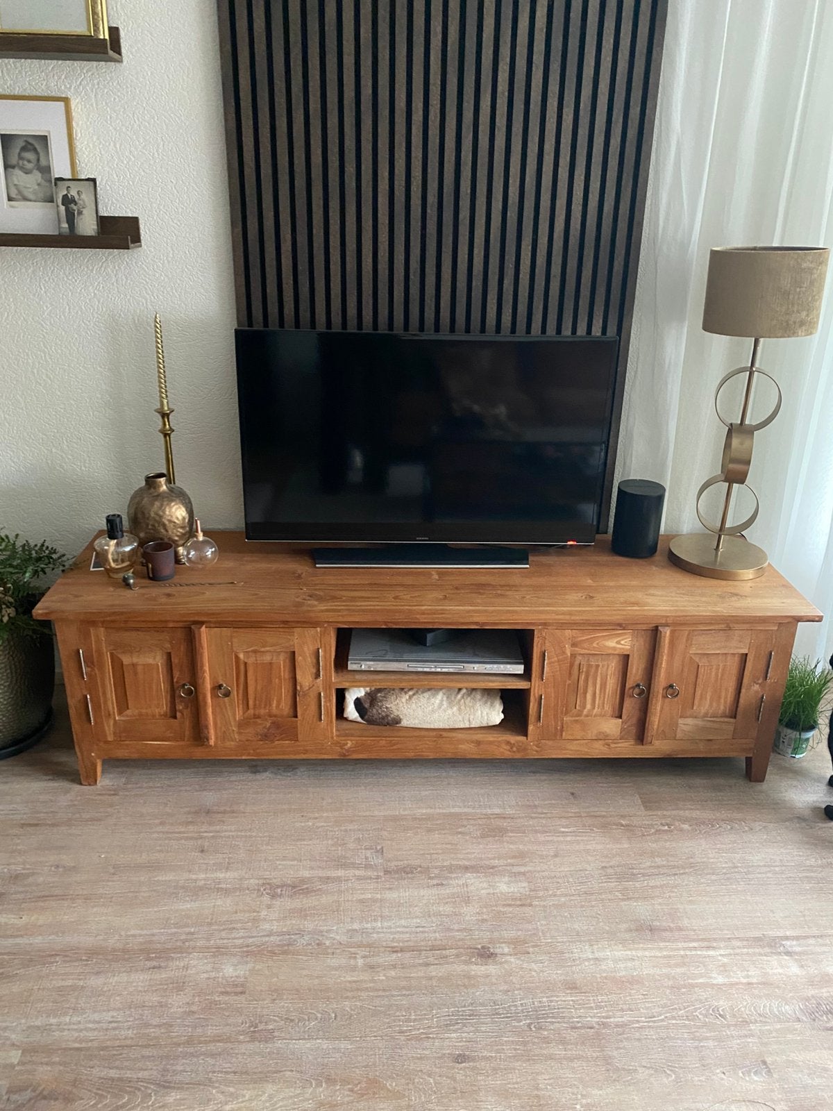 TV-meubel, Ophalen, Gebruikt, 150 tot 200 cm, Teakhout