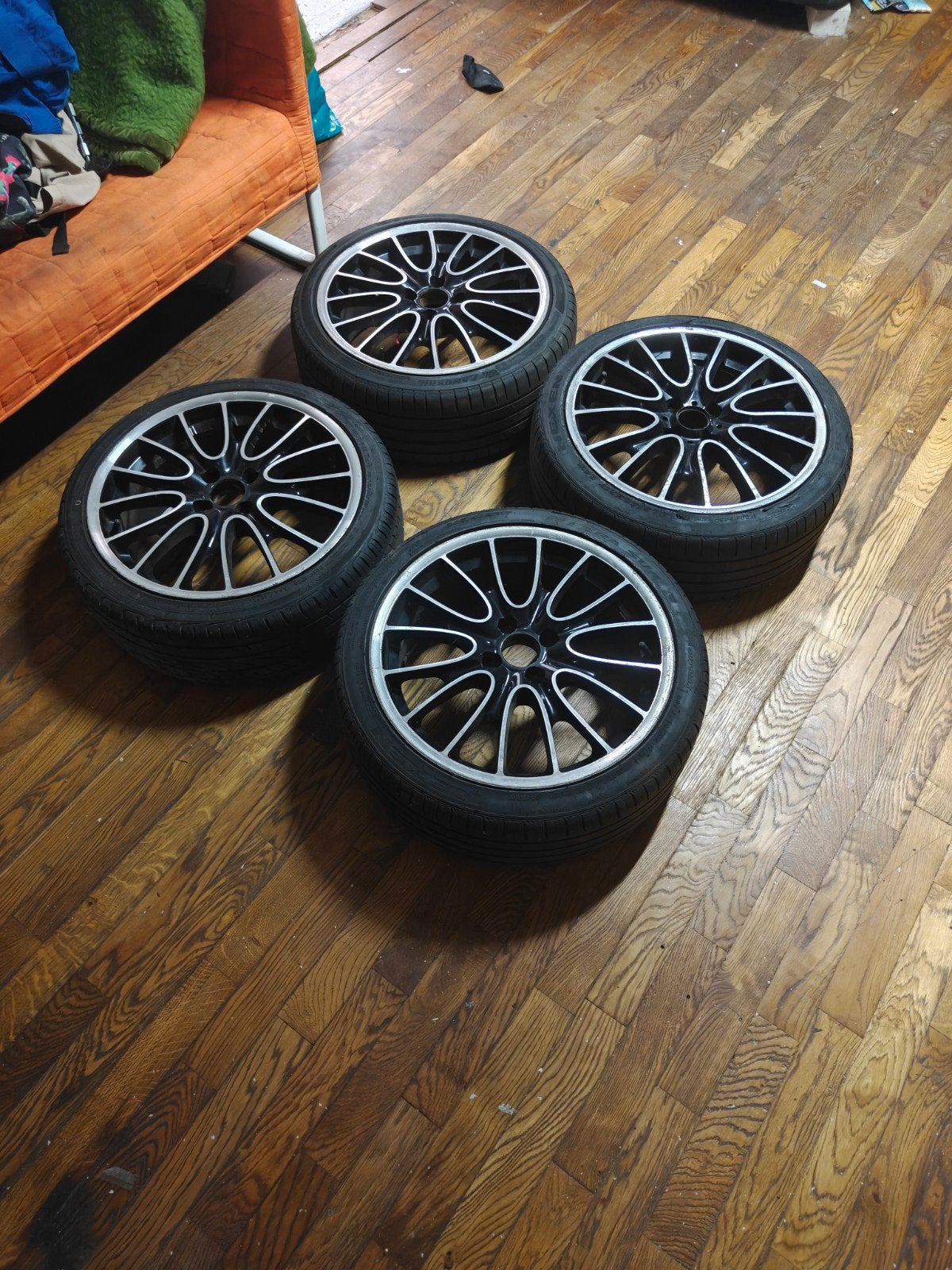 4 velgen steek 4x100 en gebruikte zomerbanden 205/40R17, Ophalen, Gebruikt