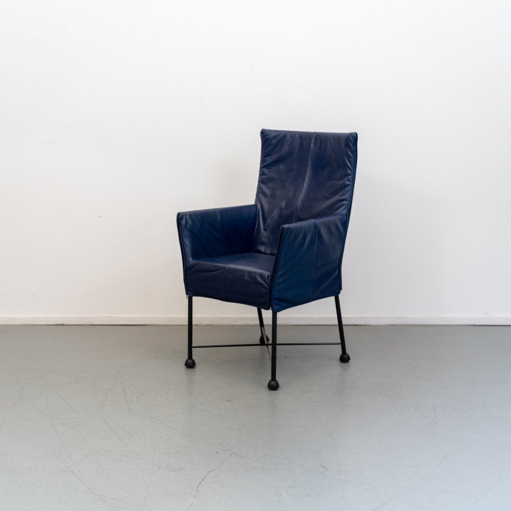 Montis chaplin stoelen Blauw leder met Flex Rug, Huis en Inrichting, Stoelen, Niet ingevuld, Zo goed als nieuw, Niet ingevuld