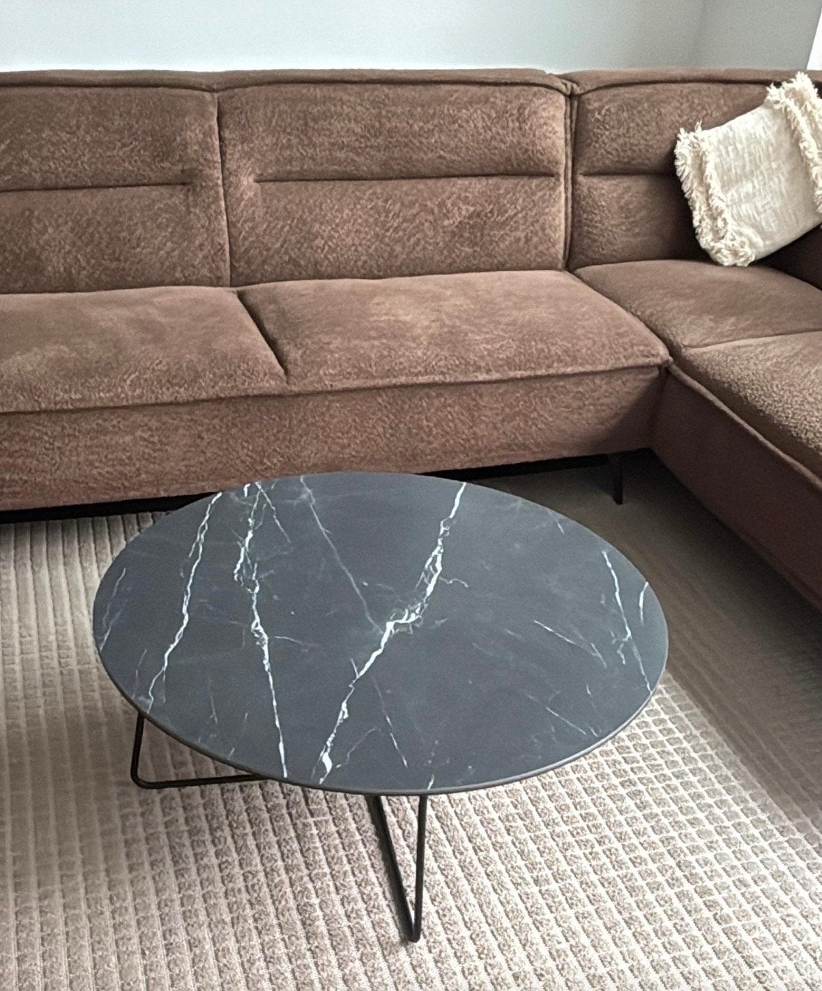 Goossens salontafel Eman 90x90 36cm hoog keramisch blad, Ophalen, Overige materialen, 50 tot 100 cm, Rond