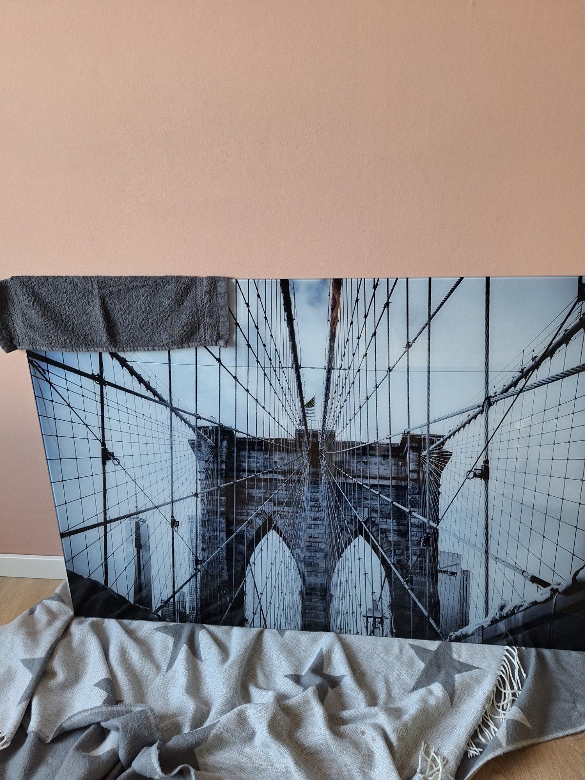 Brooklyn Bridge New York Print op Glas, Ophalen, 100 tot 125 cm, 75 – 100, Print