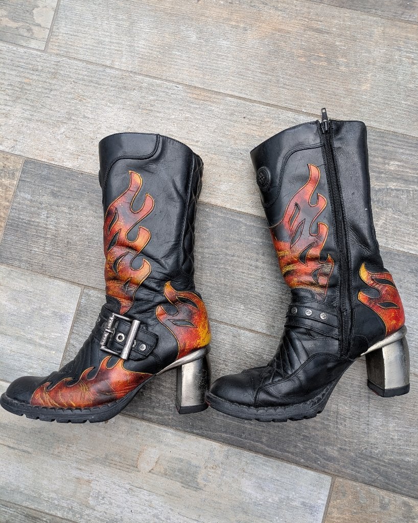 New Rocks dames Zwart/rood, Hoge laarzen, Overige kleuren, Ophalen of Verzenden, Gedragen